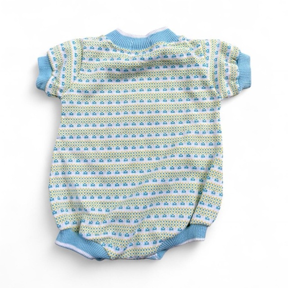 Vintage Healthtex Blue and Yellow Patterned Baby Romper - Picture 5 of 5
